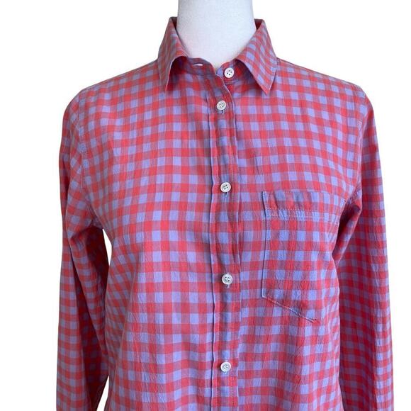J. Crew Plaid Check Boy Shirt Red Purple Relaxed Fit Casual Cabincore Sz 0 - Picture 5 of 16